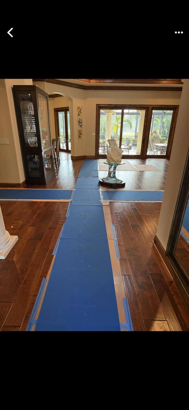 Protective runners laid through a client's home